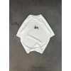 Unisex Bisiklet Yaka Baskılı Oversize T-shirt - Beyaz