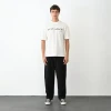 Unisex Bisiklet Yaka Baskılı Oversize T-shirt - Beyaz