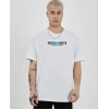 Unisex Bisiklet Yaka Baskılı Oversize T-shirt - Beyaz