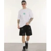 Unisex Bisiklet Yaka Baskılı Oversize T-shirt - Beyaz