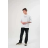 Unisex Bisiklet Yaka Baskılı Oversize T-shirt - Beyaz