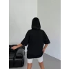 Unisex Bisiklet Yaka Baskılı Oversize T-shirt - Beyaz