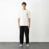 Unisex Bisiklet Yaka Baskılı Oversize T-shirt - Beyaz