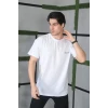 Unisex Bisiklet Yaka Baskılı Oversize T-shirt - Beyaz