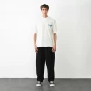 Unisex Bisiklet Yaka Baskılı Oversize T-shirt - Beyaz