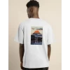 Unisex Bisiklet Yaka Baskılı Oversize T-shirt - Beyaz