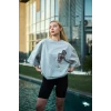 Unisex Bisiklet Yaka Baskılı Oversize T-shirt - Boyalı Gri