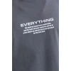 Unisex Bisiklet Yaka Baskılı Oversize T-shirt - Gri