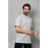 Unisex Bisiklet Yaka Baskılı Oversize T-shirt - Gri