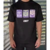 Unisex Bisiklet Yaka Baskılı Oversize T-shirt - Siyah