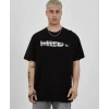 Unisex Bisiklet Yaka Baskılı Oversize T-shirt - Siyah