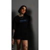 Unisex Bisiklet Yaka Baskılı Oversize T-shirt - Siyah