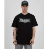 Unisex Bisiklet Yaka Baskılı Oversize T-shirt - Siyah
