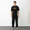 Unisex Bisiklet Yaka Baskılı Oversize T-shirt - Siyah