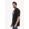 Unisex Bisiklet Yaka Baskılı Oversize T-shirt - Siyah