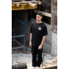 Unisex Bisiklet Yaka Baskılı Oversize T-shirt - Siyah
