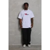 Unisex Bisiklet Yaka Double Oversize Baskılı T-shirt - Beyaz