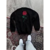 Unisex Bisiklet Yaka Ön Ve Arka Baskılı Sweatshirt - Siyah