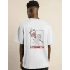 Unisex Bisiklet Yaka Oversize Baskılı T-shirt - Beyaz
