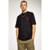 Unisex Bisiklet Yaka Oversize Baskılı T-shirt - Siyah