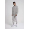 Unisex Biskilet Yaka Üç İplik Sweatshirt - Gri