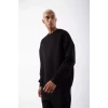 Unisex Biskilet Yaka Üç İplik Sweatshirt - Siyah