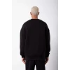 Unisex Biskilet Yaka Üç İplik Sweatshirt - Siyah