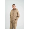 Unisex Double Oversize Kapşonlu Yıkamalı Sweatshirt - Bej