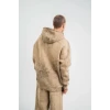 Unisex Double Oversize Kapşonlu Yıkamalı Sweatshirt - Bej