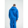 Unisex Double Oversize Kapşonlu Yıkamalı Sweatshirt - Mavi
