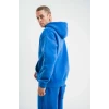 Unisex Double Oversize Kapşonlu Yıkamalı Sweatshirt - Mavi