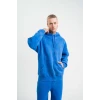 Unisex Double Oversize Kapşonlu Yıkamalı Sweatshirt - Mavi