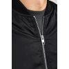 Unisex İçi Astarlı Düz Bomber Ceket - Siyah