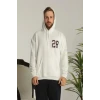 Unisex Kapşonlu Baskılı Sweetshirt - Beyaz