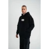 Unisex Kapşonlu Uzun Kol Patchli Nakışlı Sweatshirt - Siyah