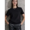 Unisex Kısa Kollu Bisiklet Yaka Basic Viskon Bluz