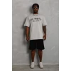 Unisex Oversize Baskılı Bisiklet Yaka T-shirt - Gri
