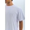 Unisex Oversize Düz Bisiklet Yaka T-shirt - Beyaz