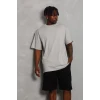 Unisex Oversize Düz Bisiklet Yaka T-shirt - Gri