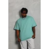 Unisex Oversize Düz Bisiklet Yaka T-shirt - Mint Yeşili