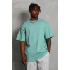 Unisex Oversize Düz Bisiklet Yaka T-shirt - Mint Yeşili