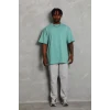 Unisex Oversize Düz Bisiklet Yaka T-shirt - Mint Yeşili