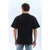 Unisex Oversize Düz Bisiklet Yaka T-shirt - Siyah