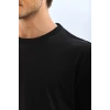 Unisex Oversize Düz Bisiklet Yaka T-shirt - Siyah