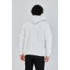 Unisex Tam Fermuarlı Kapşonlu  Sweatshirt - Beyaz