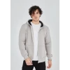 Unisex Tam Fermuarlı Kapşonlu  Sweatshirt - Boyalı Gri