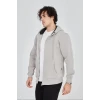 Unisex Tam Fermuarlı Kapşonlu  Sweatshirt - Boyalı Gri