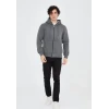 Unisex Tam Fermuarlı Kapşonlu  Sweatshirt - Füme