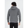Unisex Tam Fermuarlı Kapşonlu  Sweatshirt - Füme