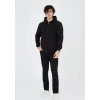 Unisex Tam Fermuarlı Kapşonlu  Sweatshirt - Siyah